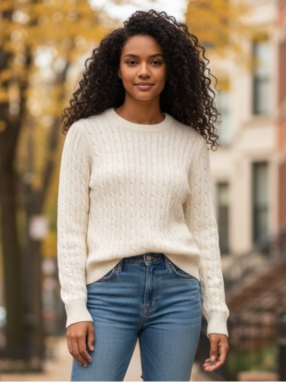 🤍 J.Crew Ivory Cable Knit Wool Blend Sweater Size Small